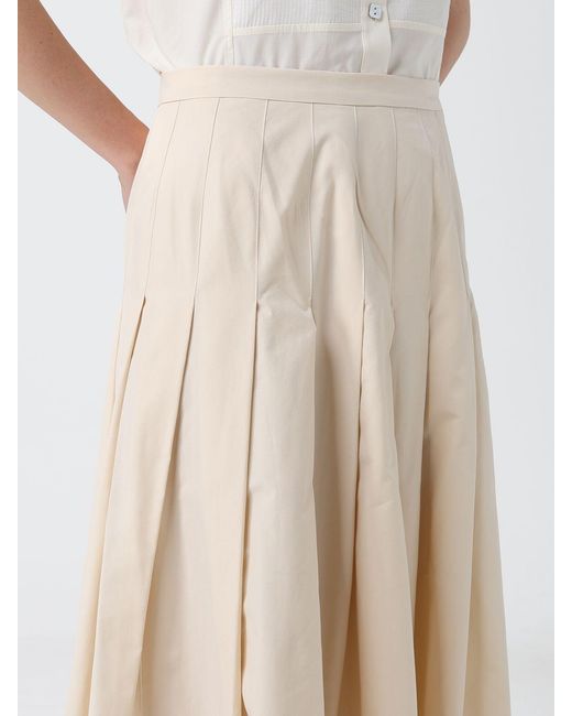 Paul Smith Natural Pleated Cotton Blend Skirt