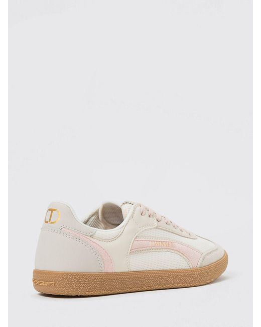 Twinset White Mesh And Faux Leather Sneakers