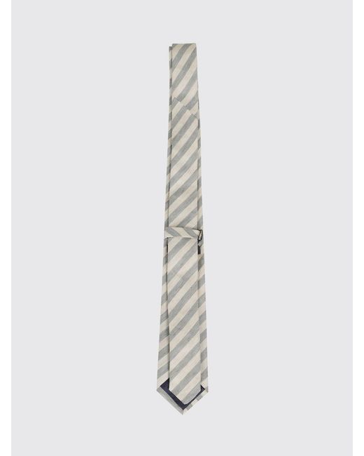 Tagliatore White Regimental Linen And Silk Tie for men