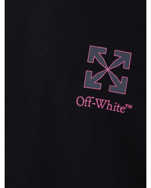 Off-White c/o Virgil Abloh Black Crewneck Cotton T-Shirt With Contrast Arrow Logo for men