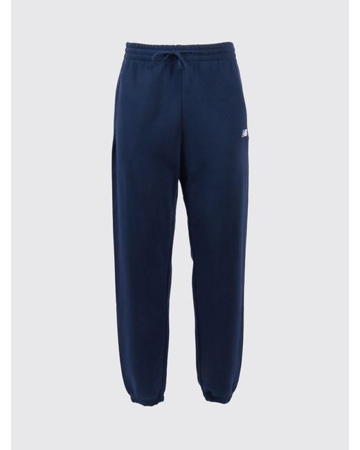 New Balance Blue Slim Fit Cotton Jogging Pants With Drawstring Waist for men