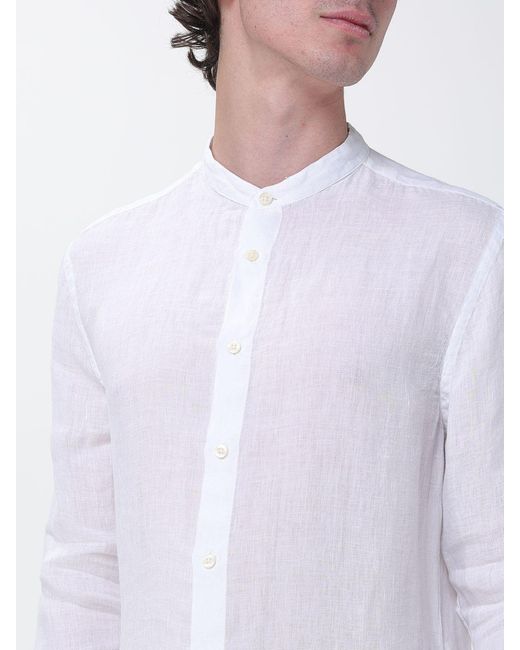 120% Lino White Classic Linen Shirt for men
