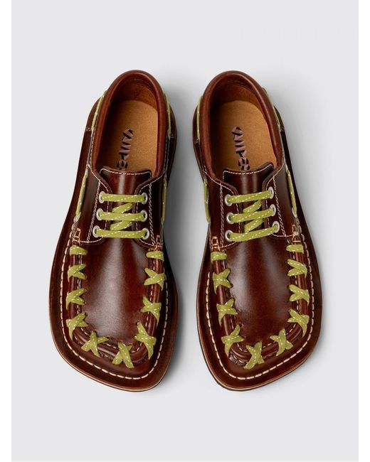 CAMPERLAB Brown Eki Leather Boat Loafer With Contrast Stitching for men