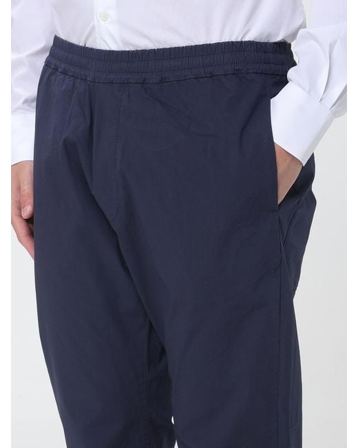 Barena Blue Stretch Cotton Straight Trousers for men