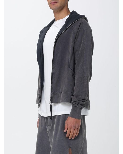 Thom Krom Blue Cotton Zip Hoodie for men