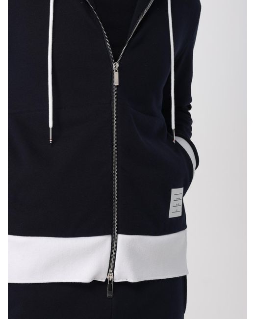 Thom Browne Blue Colourblock Loopback Hooded Sweater for men