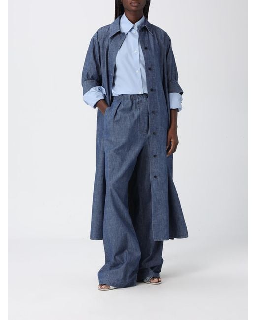 Jil Sander Blue Cotton Palazzo Trousers