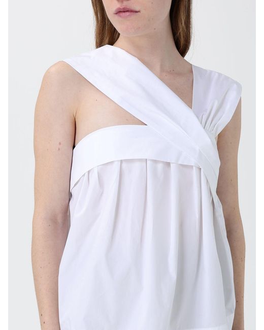 Tela White Cotton One-Shoulder Top