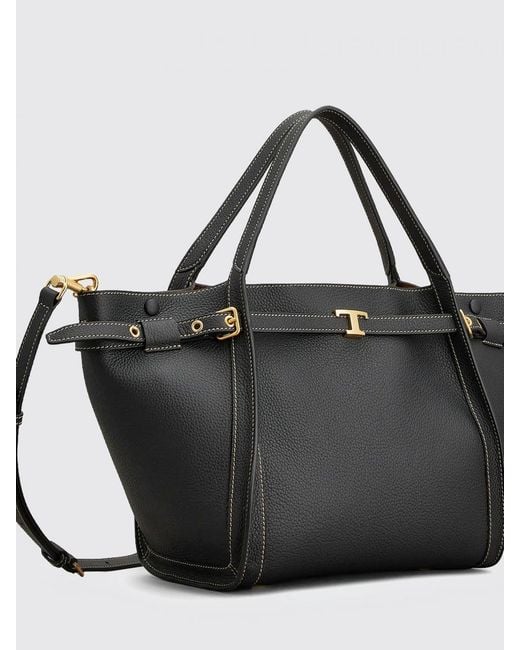Tod's Black Small Leather Shopping Handbag