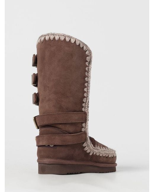 Mou Brown Flat Ankle Boots