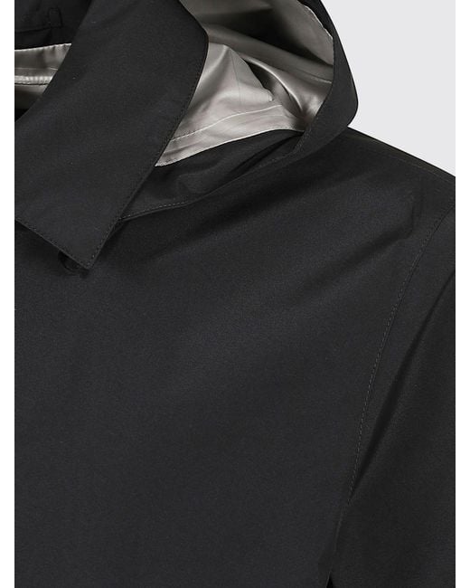 Herno Blue Knee-Length Gore-Tex Tech Fabric Trench Coat With Hood for men