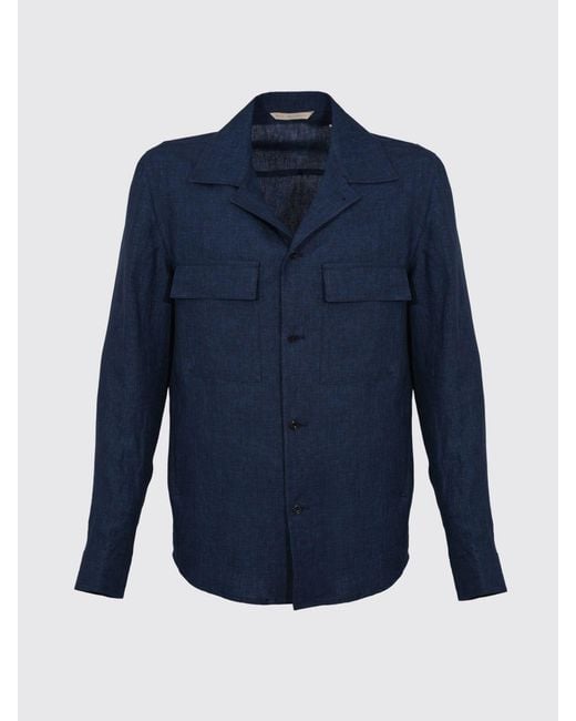 Briglia 1949 Blue Linen Shirt Jacket for men