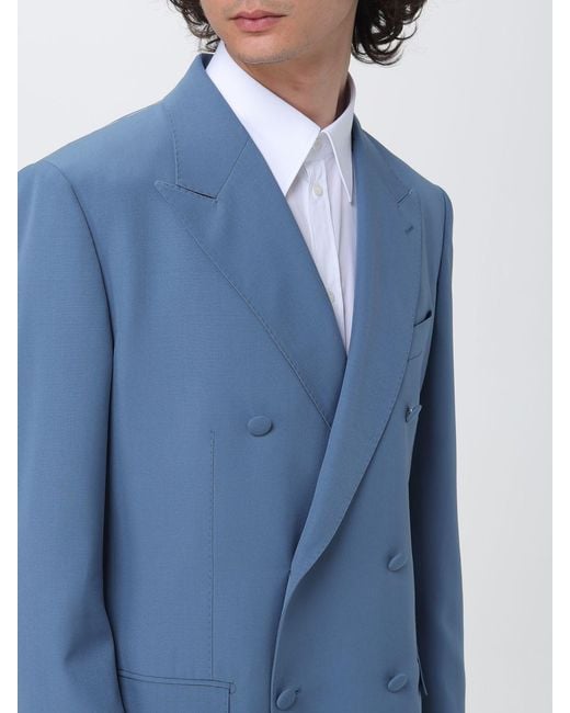 Dolce & Gabbana Blue Dolce &Amp Gabbana Double Breasted Virgin Wool Blazer for men