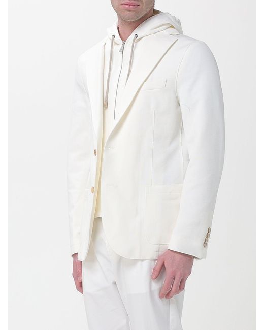 Eleventy White Single Breasted Cotton Blazer for men