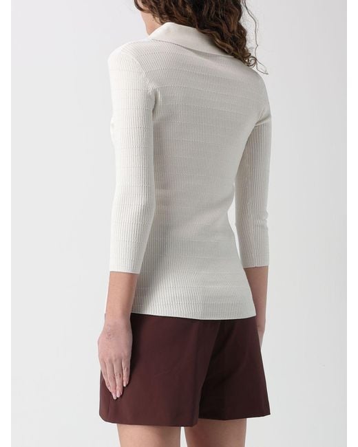 Elisabetta Franchi White Silk And Lyocell Knit Polo Shirt