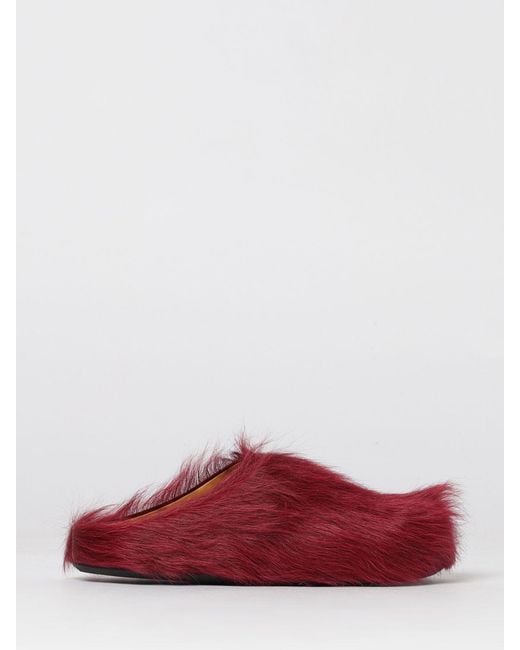 Marni Red Calf Hair Mules