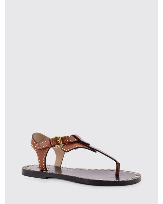 Isabel Marant Brown Joonya Leather Sandals With Micro Studs