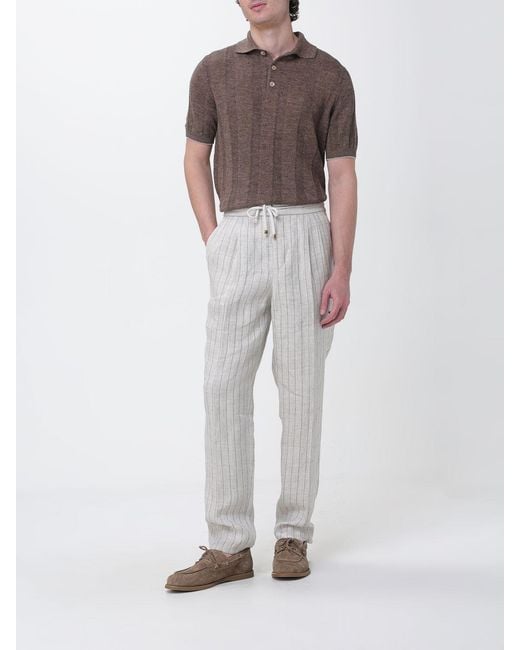 Brunello Cucinelli Brown Cotton Knit Polo Shirt for men