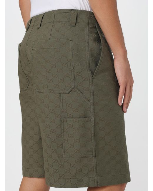 Gucci Green Patterned Cotton Shorts for men