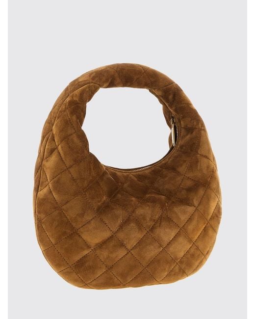 Saint Laurent Brown Icarino Quilted Suede Handbag With Ysl Logo