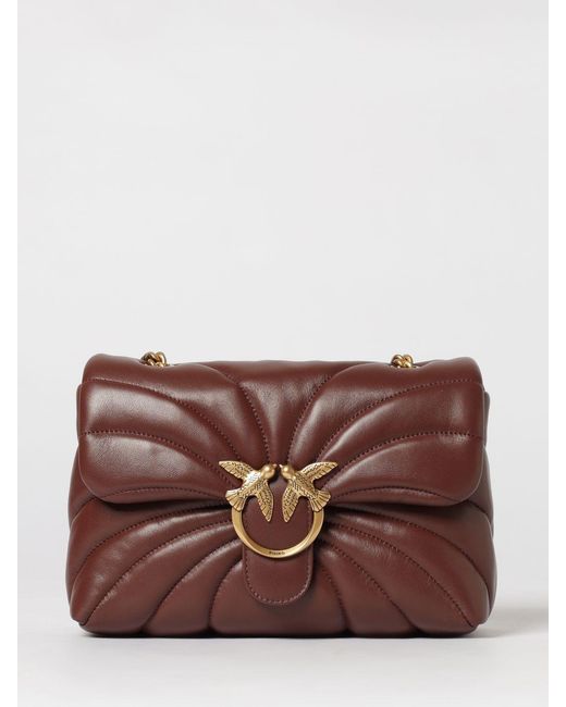 Pinko Brown Classic Love Bag Puff Matelassé Nappa Bag