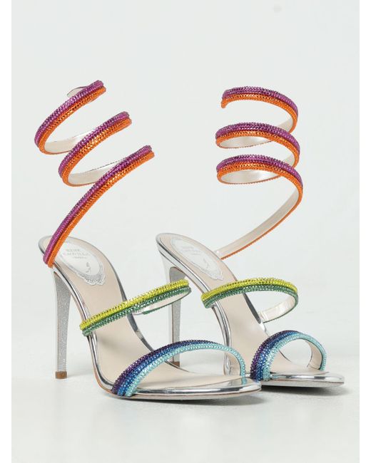 Sandales plates Rene Caovilla en coloris Multicolor