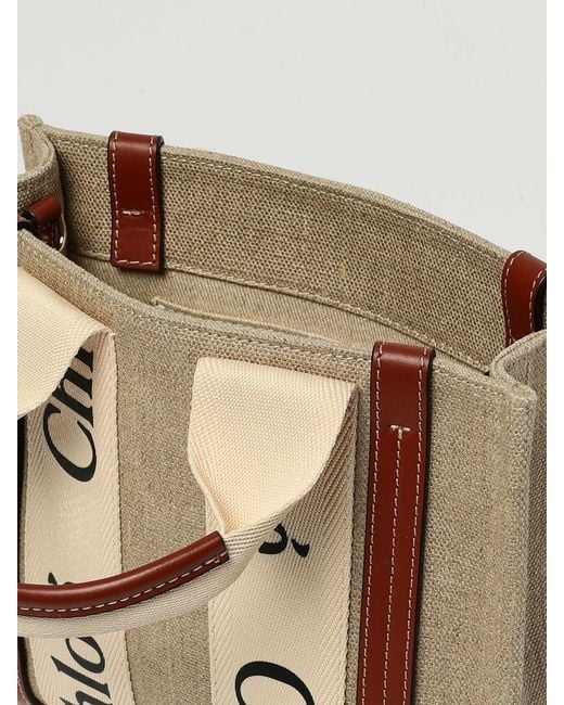 Chloé Natural Chlo&Eacute Woody Small Leinen-Canvas-Tasche