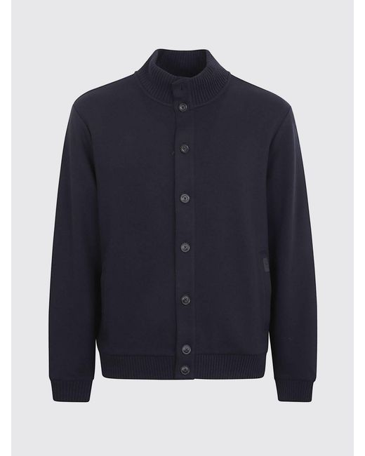 Fay Blue Classic Turtleneck Cardigan for men