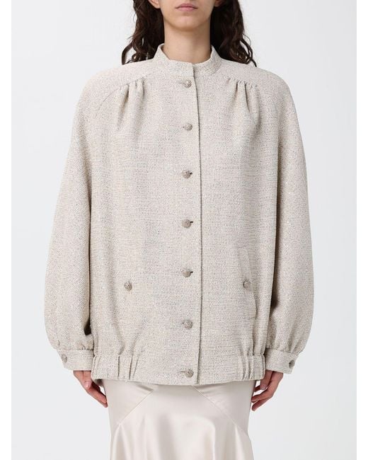 Alessandra Rich White Cotton Blend Bomber Jacket