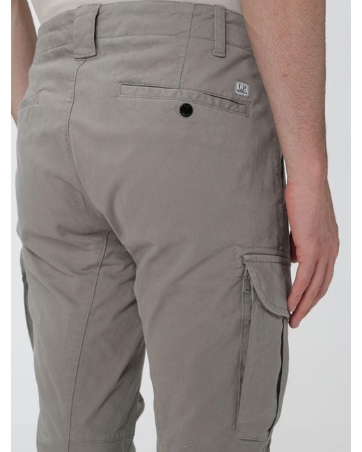 C P Company Gray Slim Fit Stretch Cotton Cargo Trousers for men