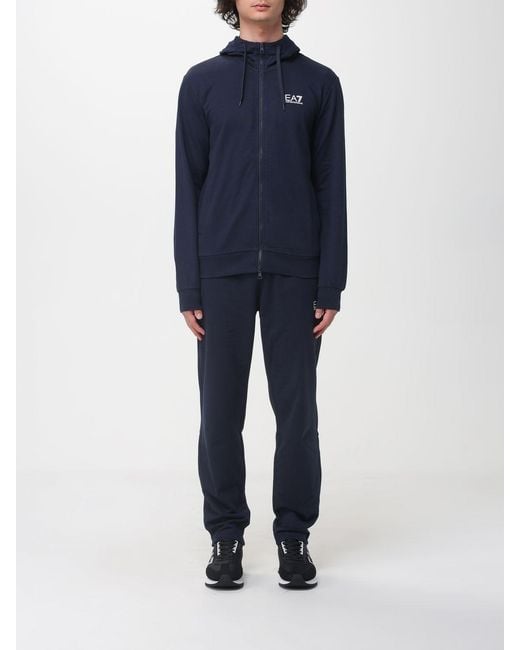 EA7 Blue Cotton Sportswear Set With Logo for men