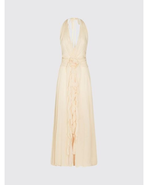 Blumarine Natural Halterneck Georgette Long Evening Gown