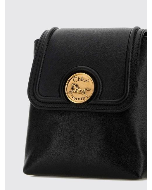 Chloé Black Chlo&Eacute Horse Medal Leather Backpack