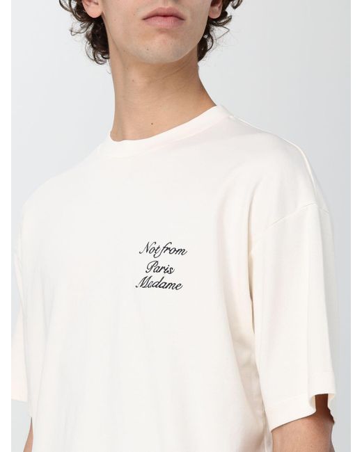 T-shirt Drole De Monsieur in jersey di Drole de Monsieur in White da Uomo
