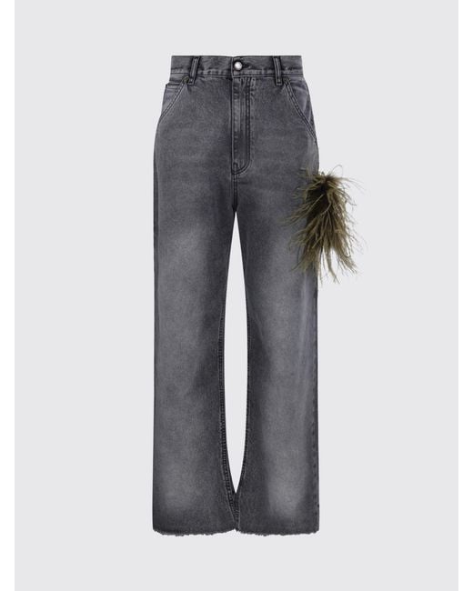 DARKPARK Gray Lisa High-Waisted Wide-Leg Denim Jeans With Charms And Embroidery