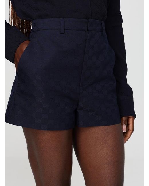 Gucci Blue Gg Cotton Blend Shorts