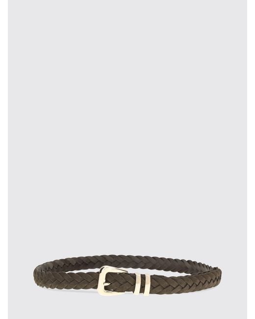 Brunello Cucinelli White Woven Suede Belt With Tip for men