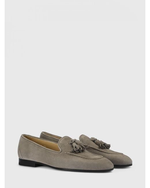 Doucal's Gray Suede Loafers With Tassels