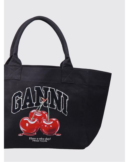 Ganni Blue Printed Tote Handbag