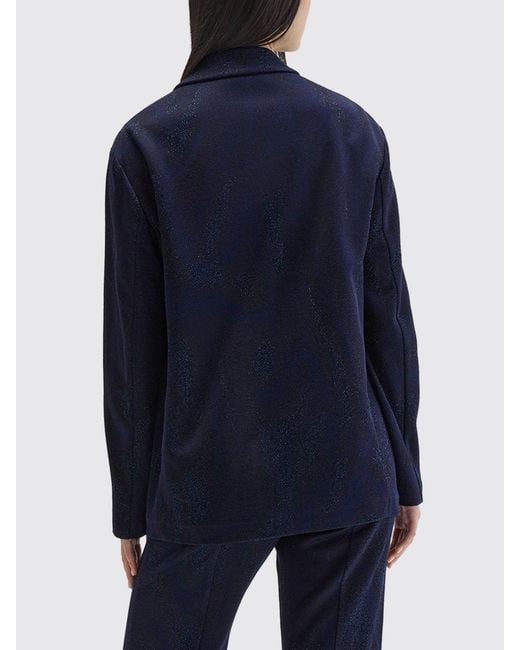 MACCAPANI Blue Double-Breasted Viscose And Glitter Cotton Blazer