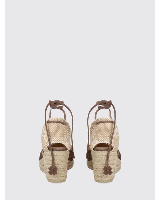 Castaner Natural Carina Suede Espadrilles With Mid Wedge Heel And Ankle Ties