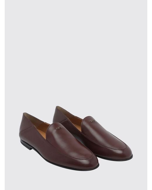 Tod's Brown Flat Smooth Leather Loafers With Metallic Logo