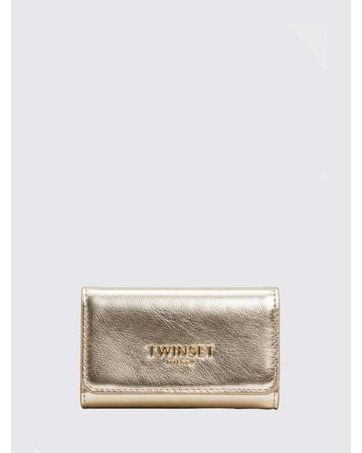 Twinset Natural Laminated Synthetic Leather Book Keychain