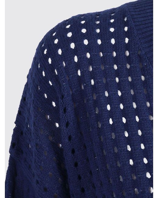 Kangra Blue Perforated Cotton V-Neck Knit
