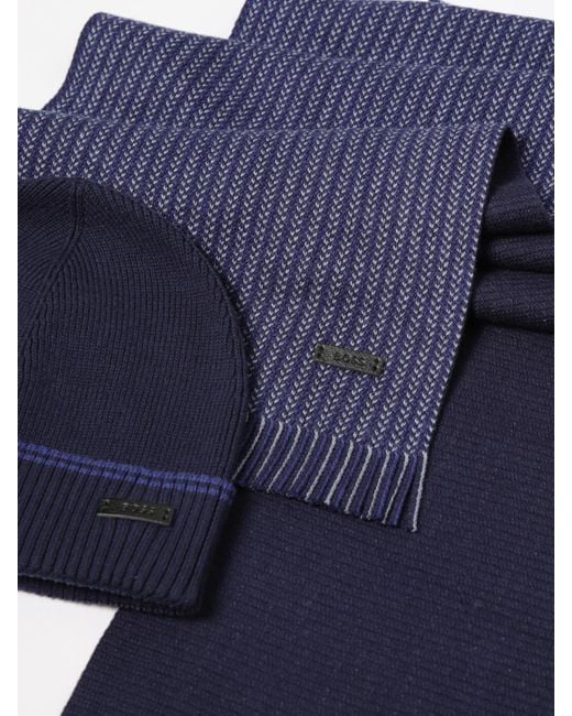 Set Cappello + Sciarpa di Boss in Blue da Uomo