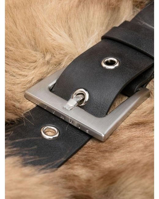 Apparis Natural Abstract Pattern Faux Fur Stole With Buckle Closure