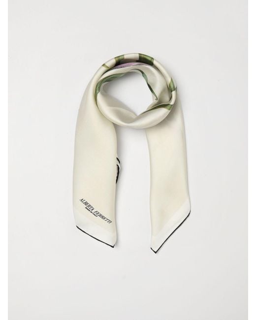 Alberta Ferretti Natural Silk Scarf With Floral Print