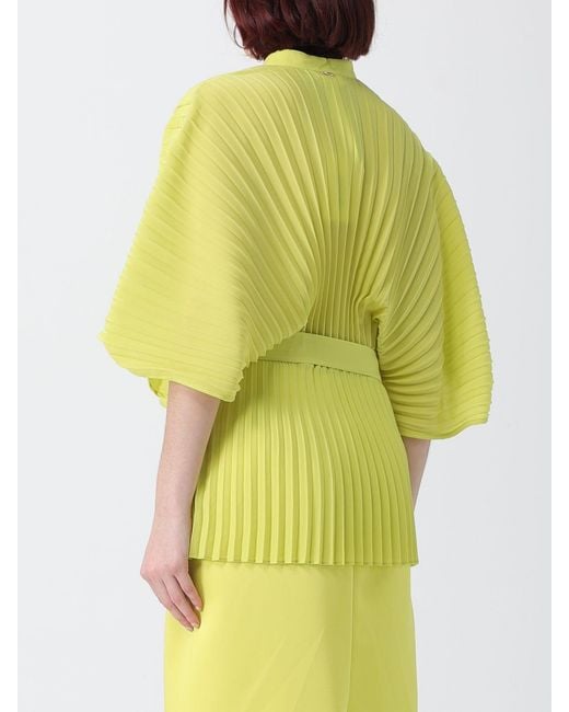 Twinset Yellow Pleated Crêpe Shirt