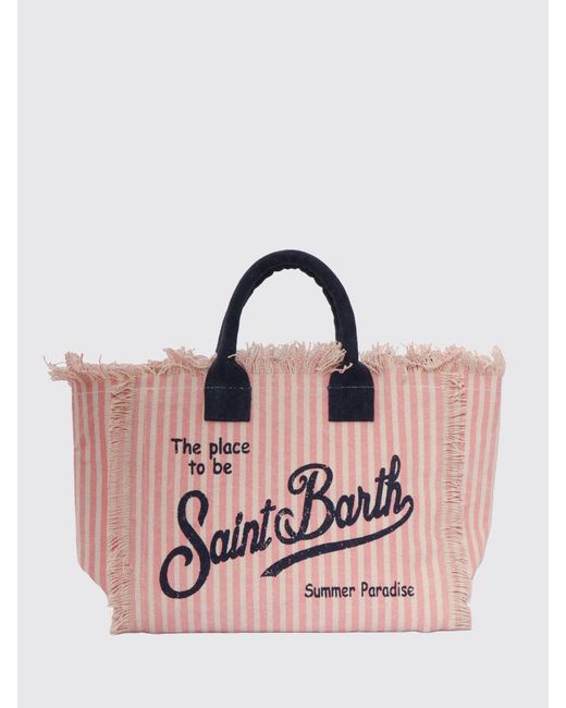 Mc2 Saint Barth Pink Colette Cotton Canvas Bag With Logo