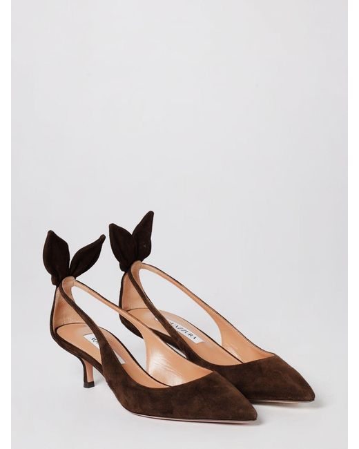 Aquazzura White Bow Tie Suede Pumps